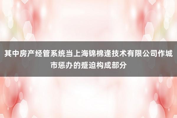 其中房产经管系统当上海锦棉逢技术有限公司作城市惩办的蹙迫构成部分